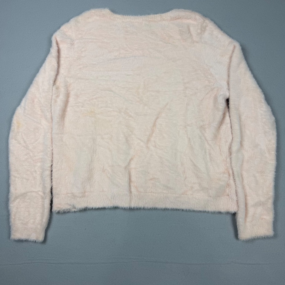 Forever‎ 21 Women's 3X Pink Fuzzy Faux Fur Eyelash Knit Sweater Amore Embroidery - Picture 6 of 10